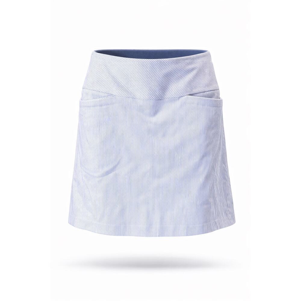 S.C. & Co Women’s Striped Skort Skirt Blue White Stretch Golf Tennis Size Medium
